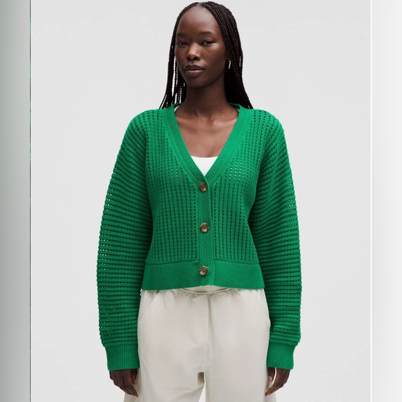 Lululemon Cotton Crochet Mesh Relaxed-Fit Cardigan - Picture 1 of 10
